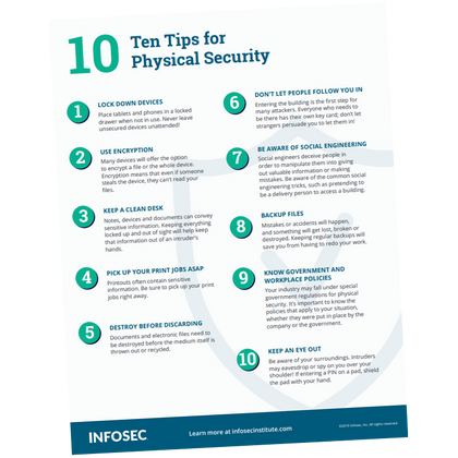 Ten Tips for Physical Security Infographic